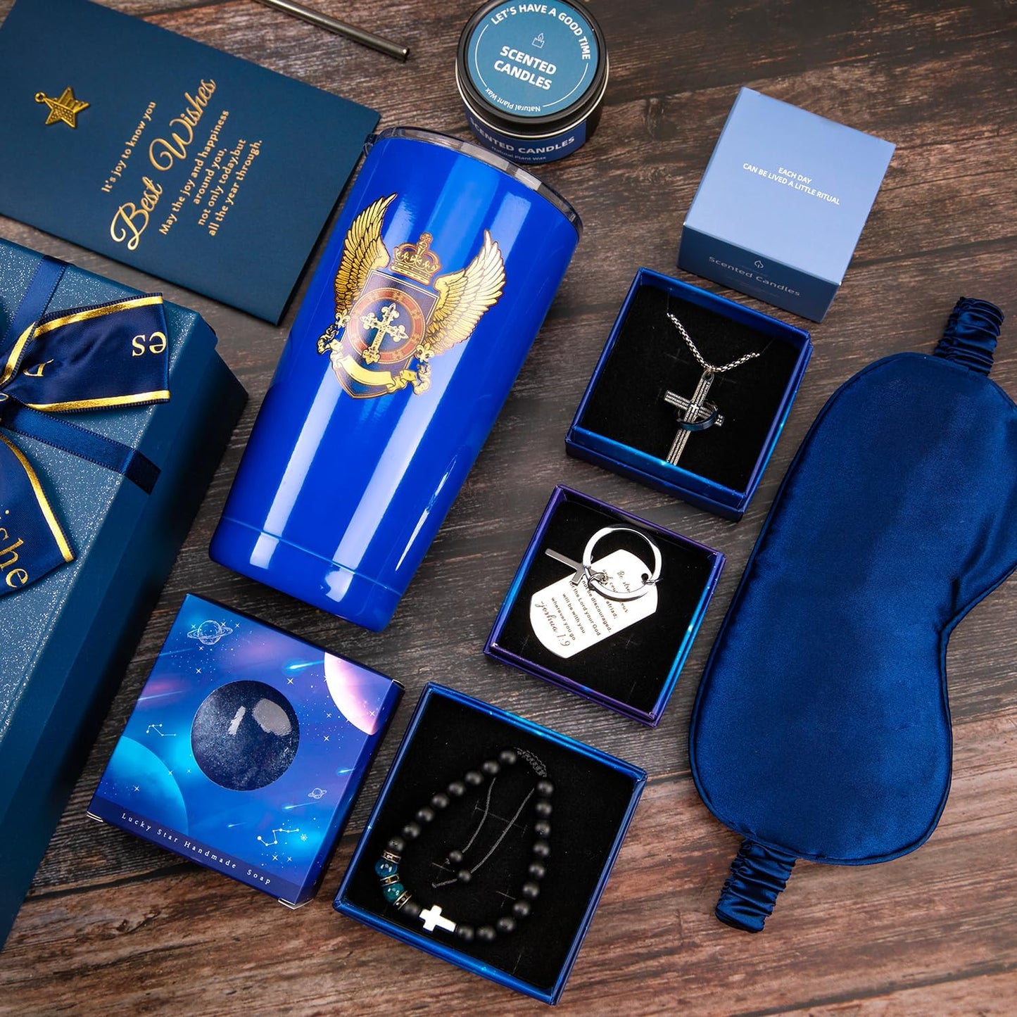 Father’S Day Gift for Dad, Birthday Gifts for Men,Blue Man Premium Gifts Basket Ideas Set for Him,Men'S Birthday Gift Box Presents for Dad,Husband,Brother,Son, Boyfriend,Male Friend