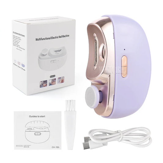 2-in-1 Rechargeable Electric Nail Trimmer & Grinder with Built-In Light