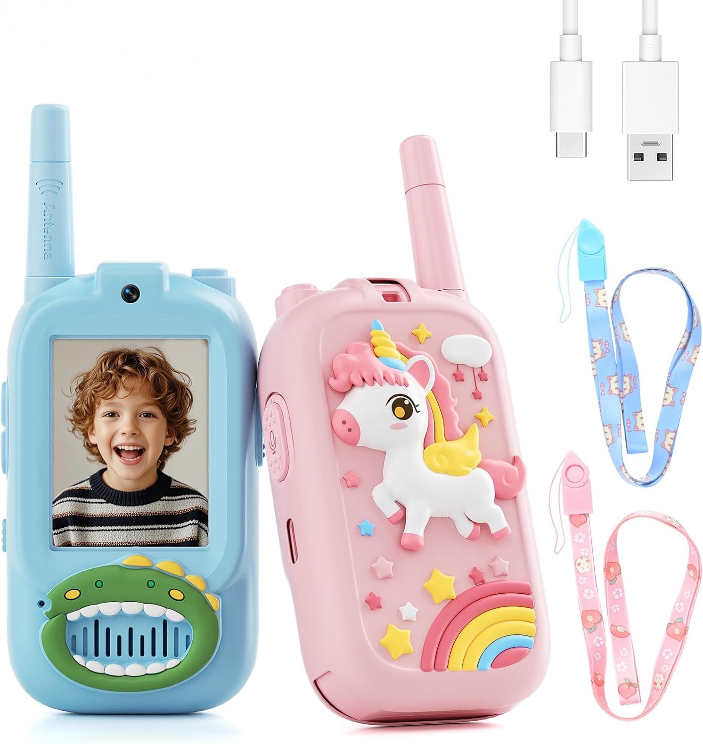 Video Walkie Talkies for Kids – Kids Walkie Talkies 2 Pack with Cute Silicone Cover, Voice Changer, 1000FT Range, Fun Indoor Outdoor Toys – Birthday for Boys and Girls Ages 3-10