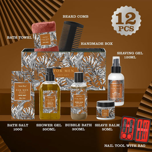 15 Pcs Mens Perfume Bath & Body Care Gift Basket Set for Men, Father'S Day Gifts for Dad, Men Skin Care Gift Set, Man Spa Basket Set, Home Spa Kit, Birthday, Anniversary, Christmas, Boyfriend