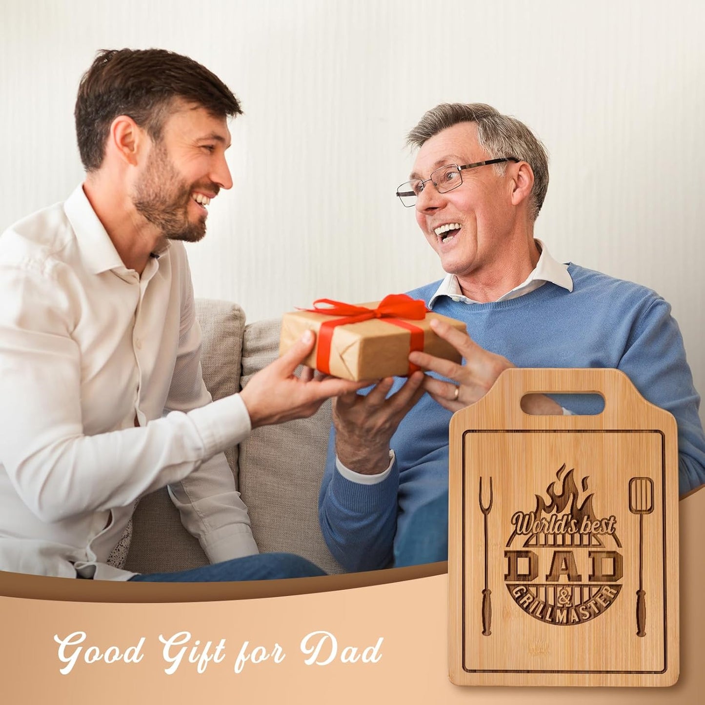 Fathers Day Gift for Dad Gifts from Husband Daughter Son, Dad Birthday Gift from Daughter Who Wants Nothing - Engraved Bamboo Cutting Board 12.3"L X 8.7"W X 0.4"Th
