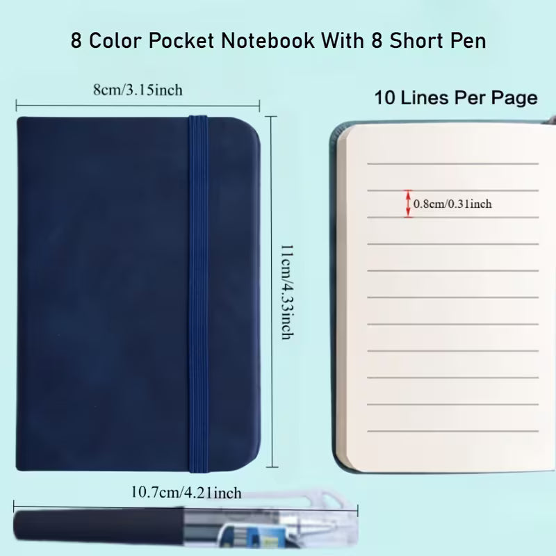 16 Mini Pocket Journals, 3 x 3 Inch Notepads in 8 Colors