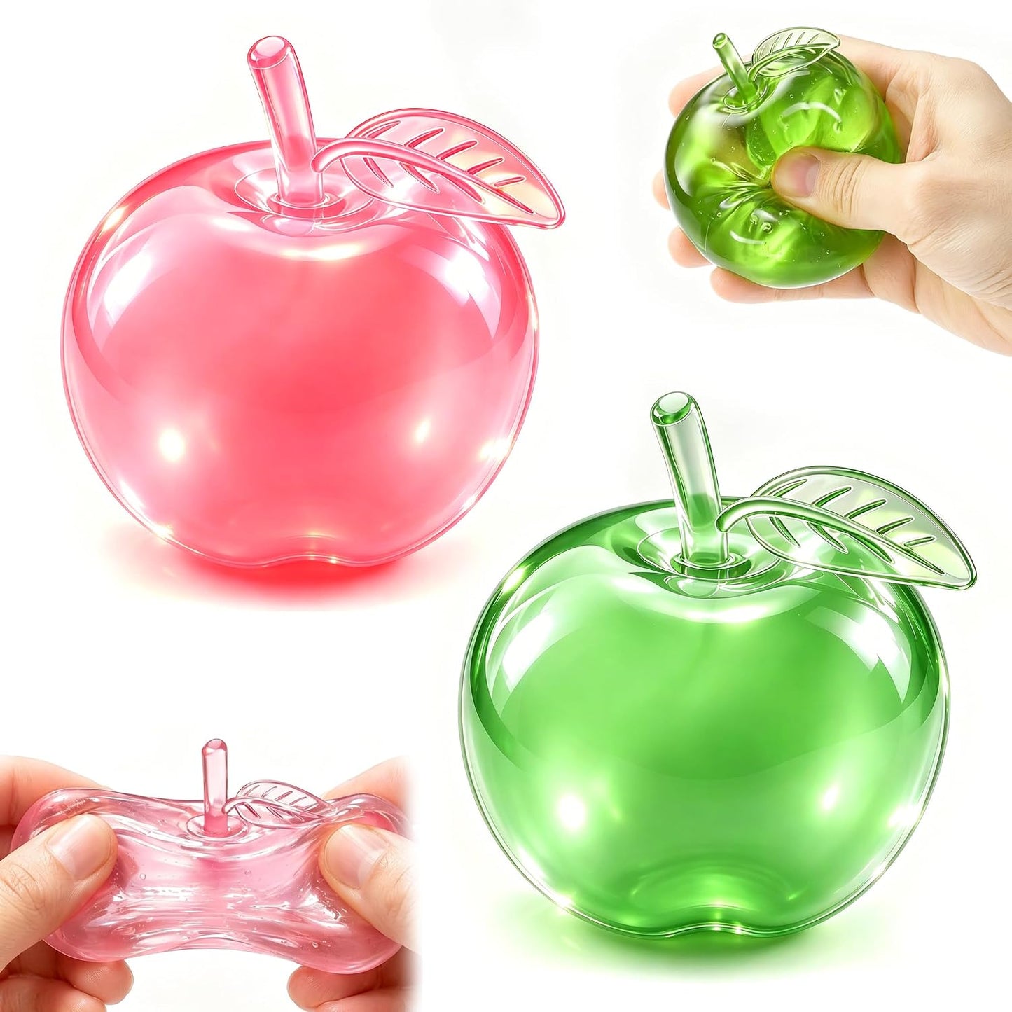 2 Pcs Apple Squishy Fidget Toys,Squeezy Squishy Apple for Adults Kids,Cute Sensory Stretchy Squeeze Toys Anxiety Relief Focus Stress Relief Ball Squishy Toys for Office Home Work Study Relaxation