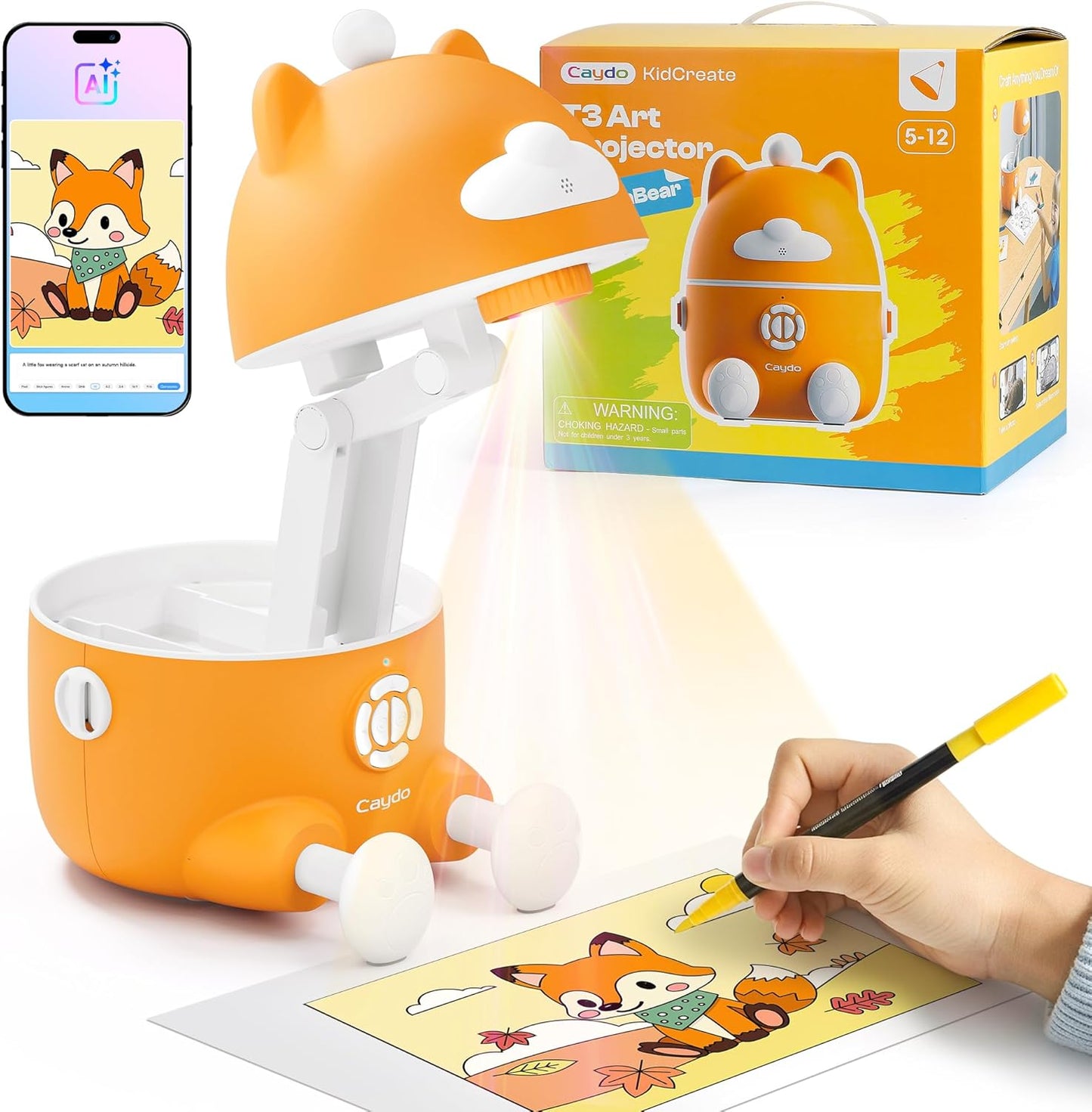 2026 New AI Drawing Projector for Kids, SGS Certified Eye Protection, T3 Kids Art Projector from Basics Tracing to Step-By-Step Drawing and AI Creative Studio, Birthday Gift for Kids Ages 5-12