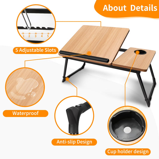 Laptop Bed Tray Table, Adjustable Foldable Lap Desk for Bed and Sofa, Laptop Desk Notebook Stand for Eating Breakfast, Reading Book
