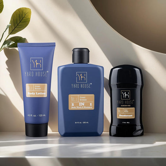 Mens Bath Body Shower Gift Basket Set - Ocean Breeze | 4Pcs Grooming Kit Wt Body Wash, Lotion, Deodorant in Travel Toolbox Case – Fathers Day Gifts for Him, Christmas Birthdays Gift Ideas
