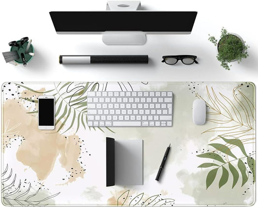 Keyboard Mat Kawaii Mousepad Matcha Green Plant Abstract Accessories Desk Pad Mouse Mat for Desktop Gamer Girl Office Accessories for Women Pink Desk Organizer Large Gaming Pads …