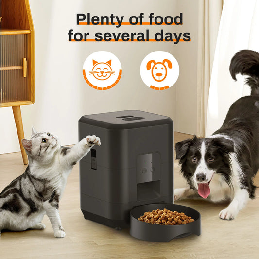 Intelligent Automatic Pet Feeder – 6L Timed Portion Control Dispenser with Remote/App Scheduling, Voice Recording & Anti-Clog Design for Cats & Small Dogs