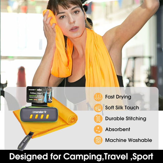 Camping Towel Super Absorbent-Quick Dry Microfiber Towel Ultra Compact & Soft-Travel Towel Lightweight for Backpacking,Hiking,Gym,Beach,Swimming,Yoga