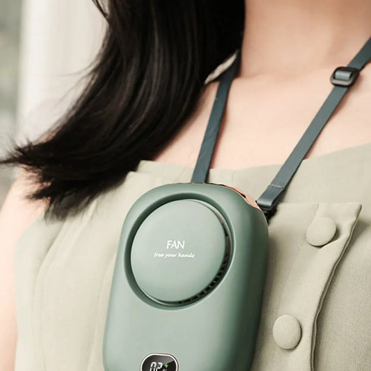 Mini Portable Bladeless Neck Fan 3 Speed Rechargeable 2000mAh Wearable Hands Free Cooling Fan ABS Lightweight Personal Use