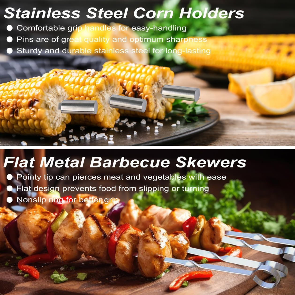29 Piece BBQ Grill Tools Set Stainless Steel with Storage Bag, Thermometer, Tongs, Spatula, Skewers for Outdoor Cooking Silver