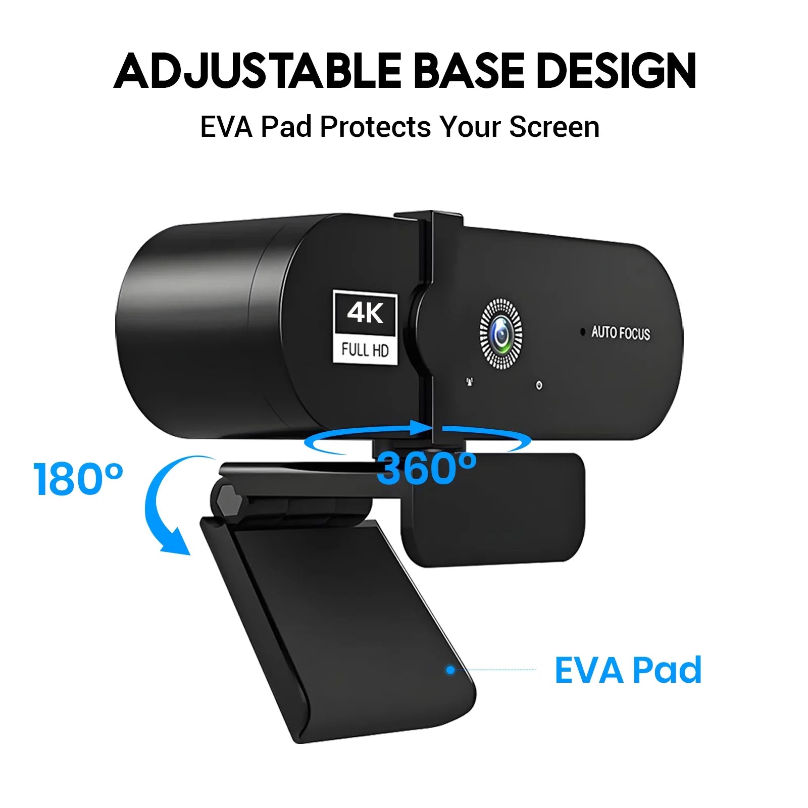 Webcam 4K HD USB Autofocus PC Webcam with Dual Mics for PC Laptop Computer Gaming Streaming Webcam