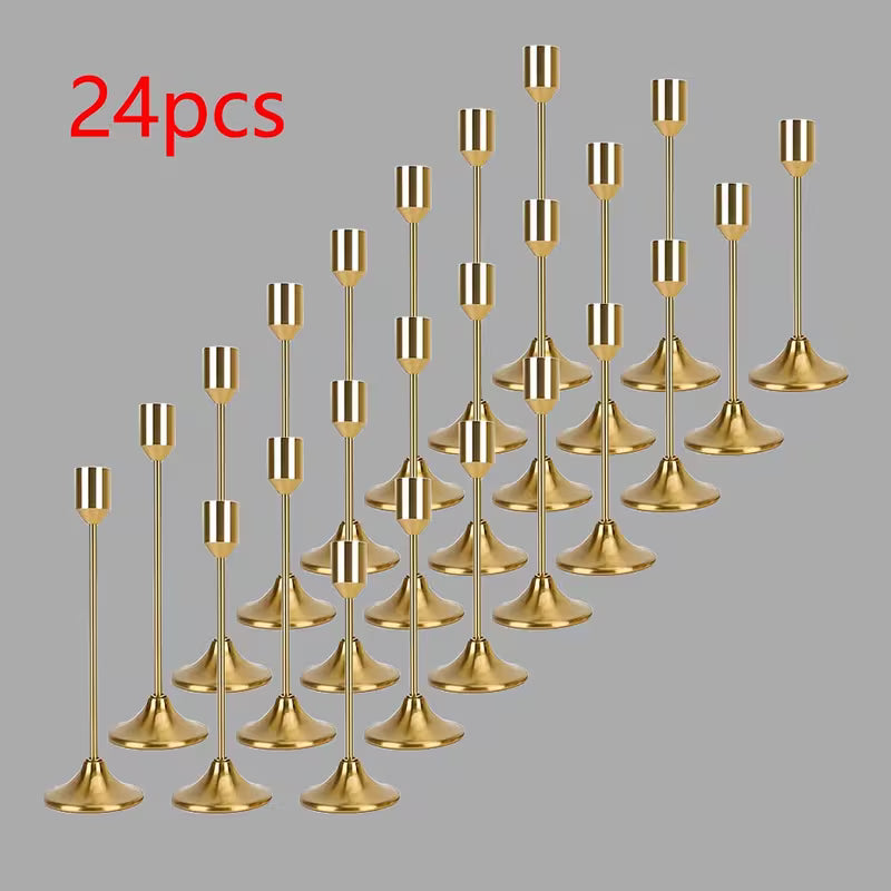 Set of 24 Bright Copper Candle Holders, Table Centerpiece Candlesticks
