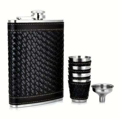 Black Stainless Steel Hip Flask Gift Set with Pen