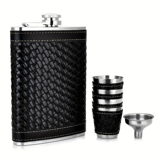 Black Stainless Steel Hip Flask Gift Set with Pen
