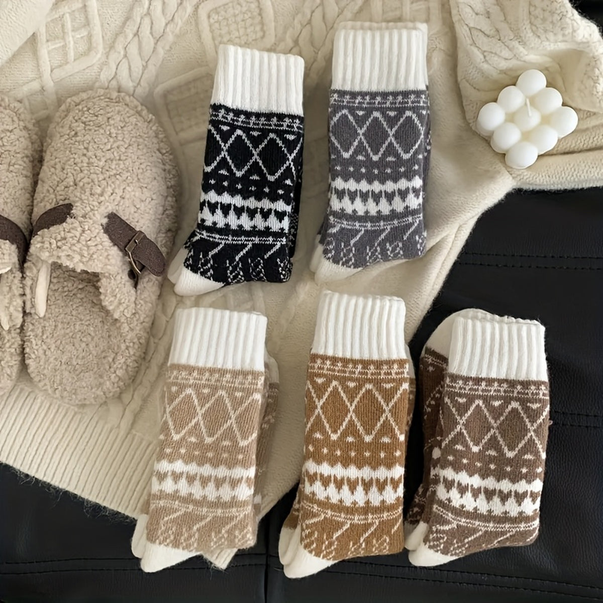 Women's 5-Pack Thermal Winter Socks, Mid-Calf and Fluffy
