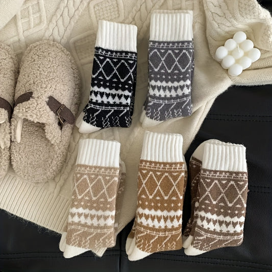 Women's 5-Pack Thermal Winter Socks, Mid-Calf and Fluffy