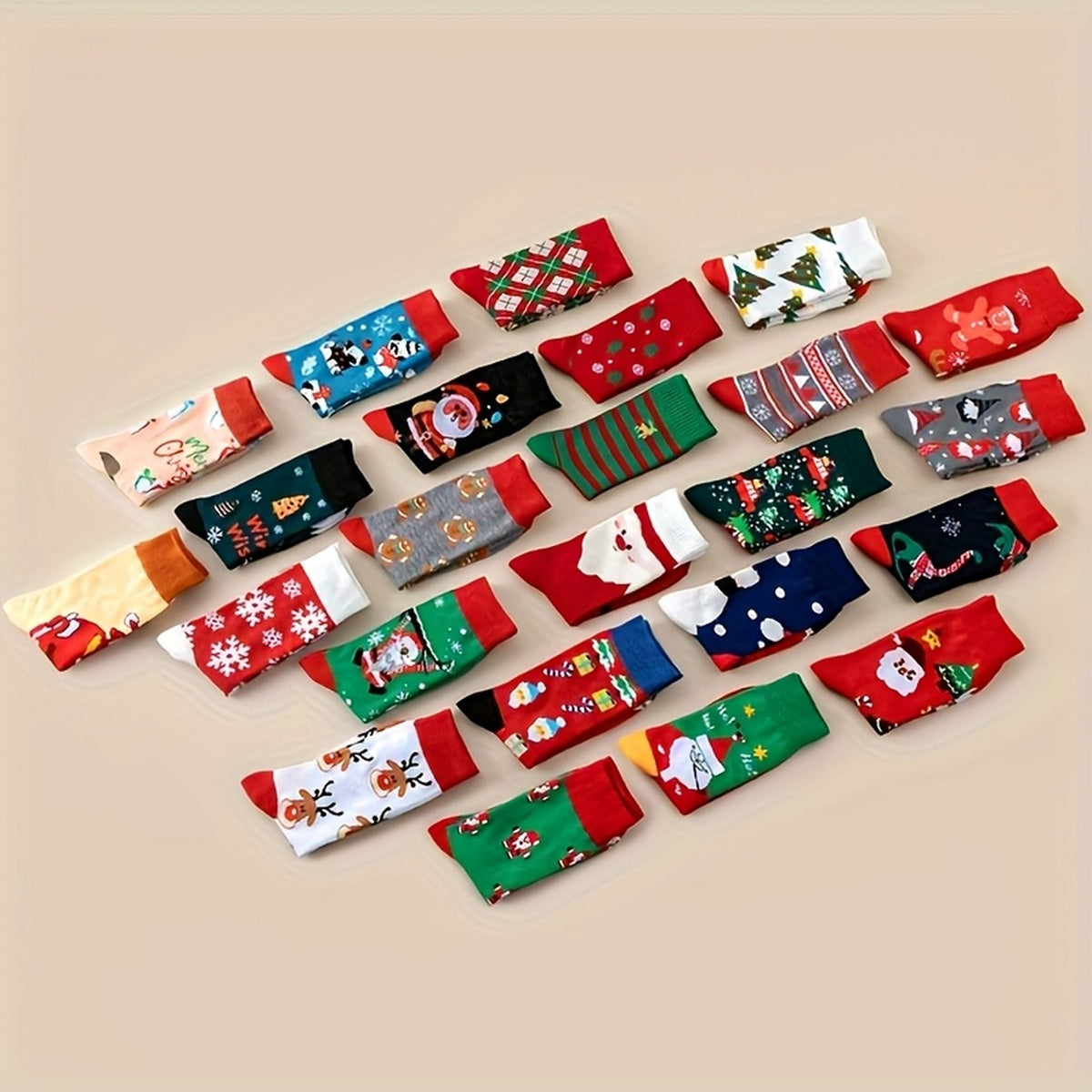 30 Pairs of Assorted Holiday-Design Christmas Socks Pack