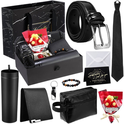 Men's 10-Piece Gift Set: Cup, Wallet, Tie and Belt, Red Box