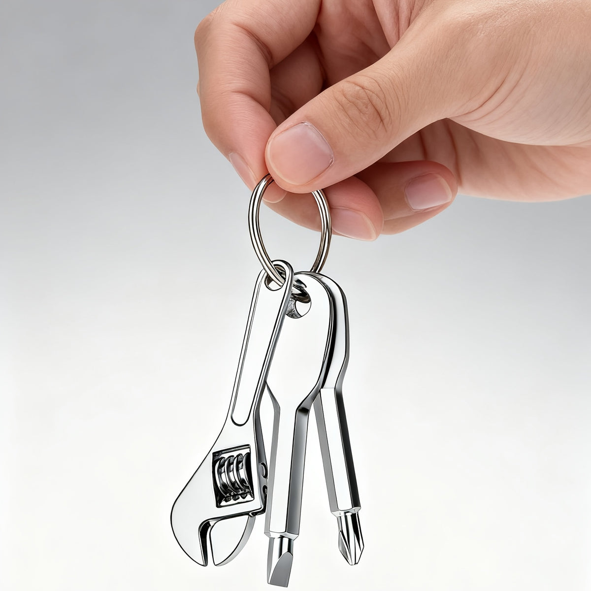 6-Piece Mini Metal Keychain Tool Set with Wrench and Screwdriver