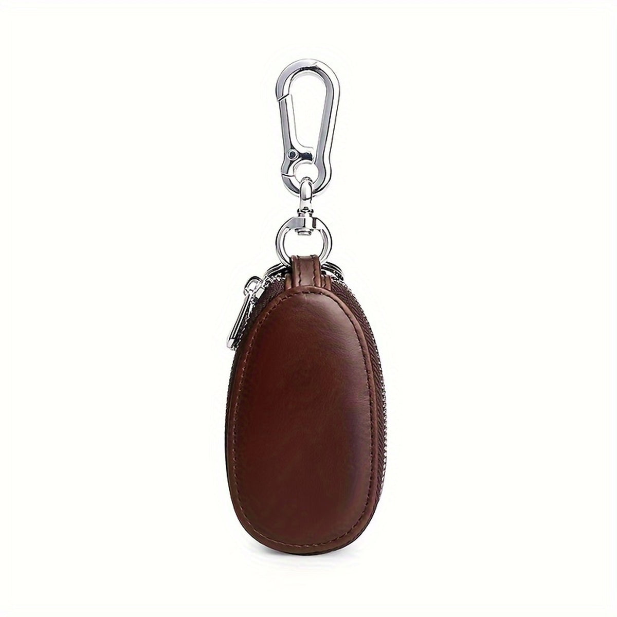 Men's Leather Car Key Pouch, Coffee Brown, with Card Slots