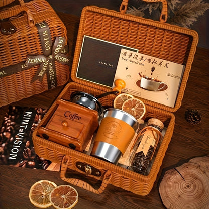 Portable Hand Grinder Coffee Set for Travel and Office, Vintage