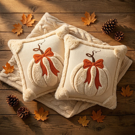 Set of 2 Beige Throw Pillow Covers, 18 x 18 in (Inserts Not Included)