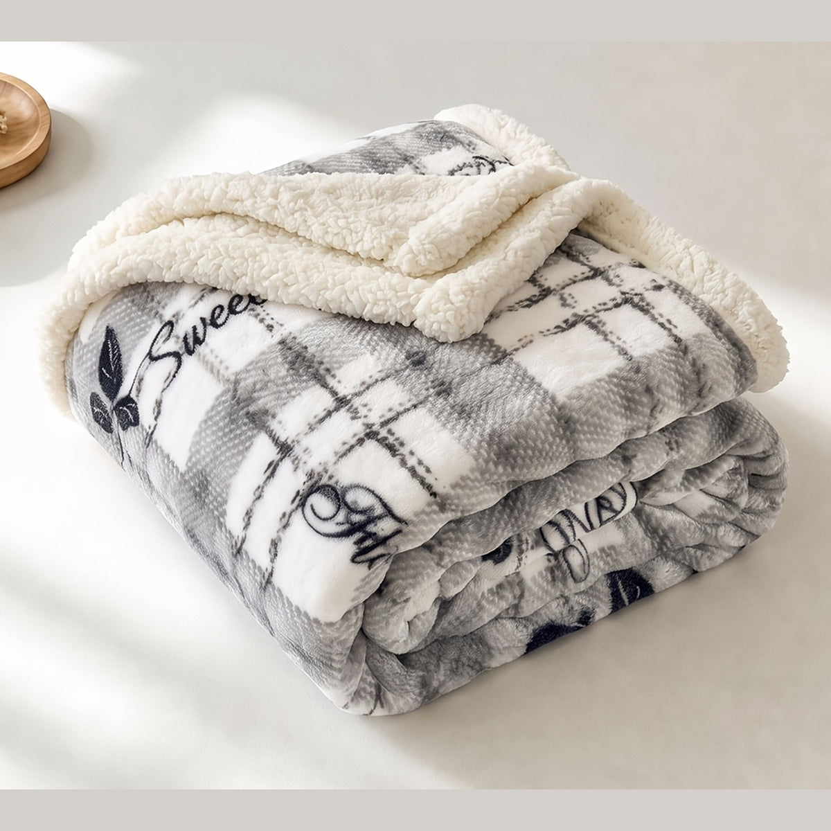 Gray Checkered Heavyweight Blanket, Twin 45x60 In, Machine Washable