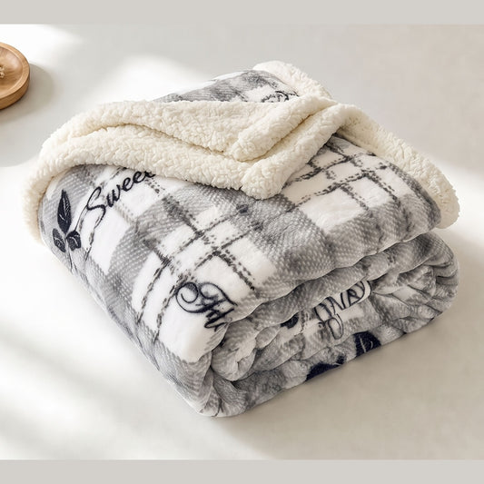 Gray Checkered Heavyweight Blanket, Twin 45x60 In, Machine Washable