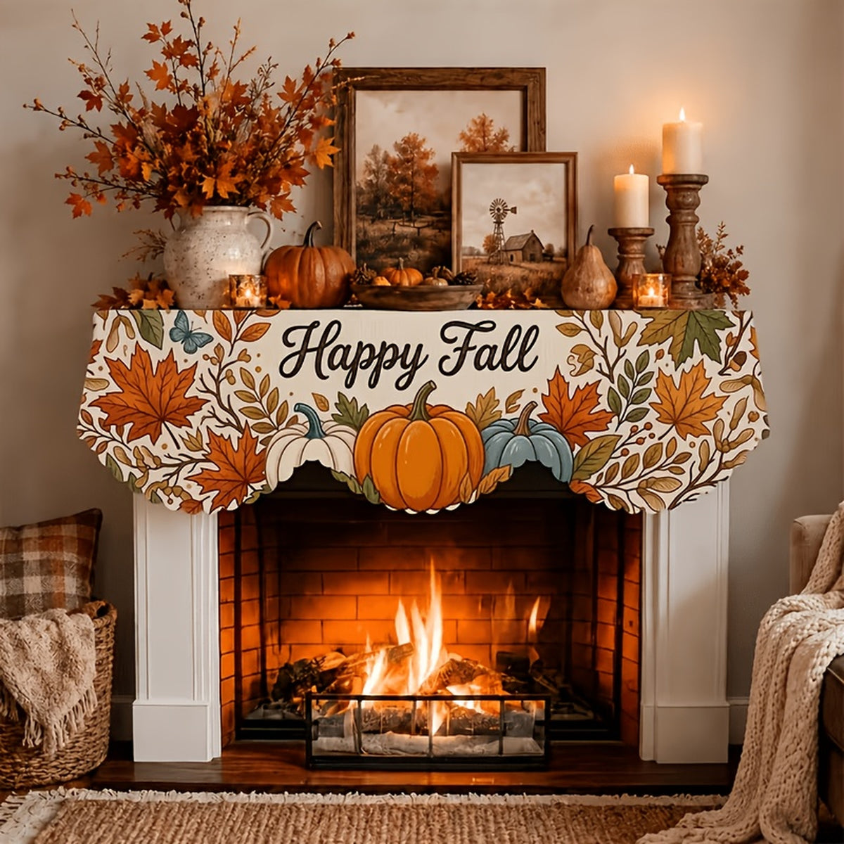 Happy Fall Pumpkin Table Runner, 78.74 x 19.69 in