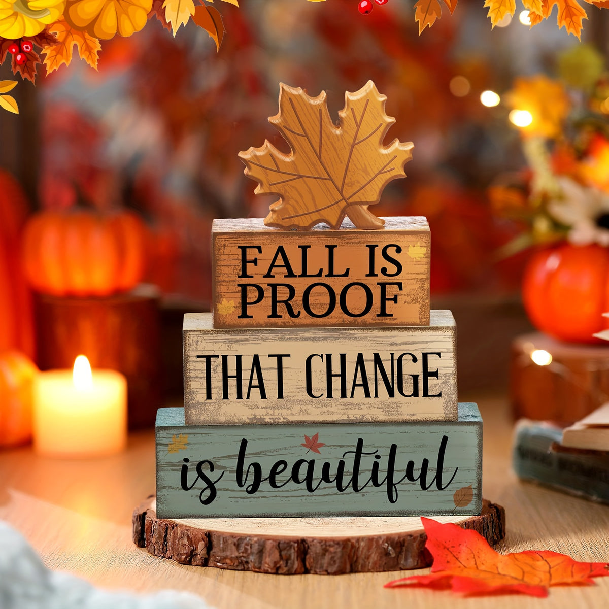 Autumn Table Centerpiece Set, 4-Piece Maple Leaf Fall Decor