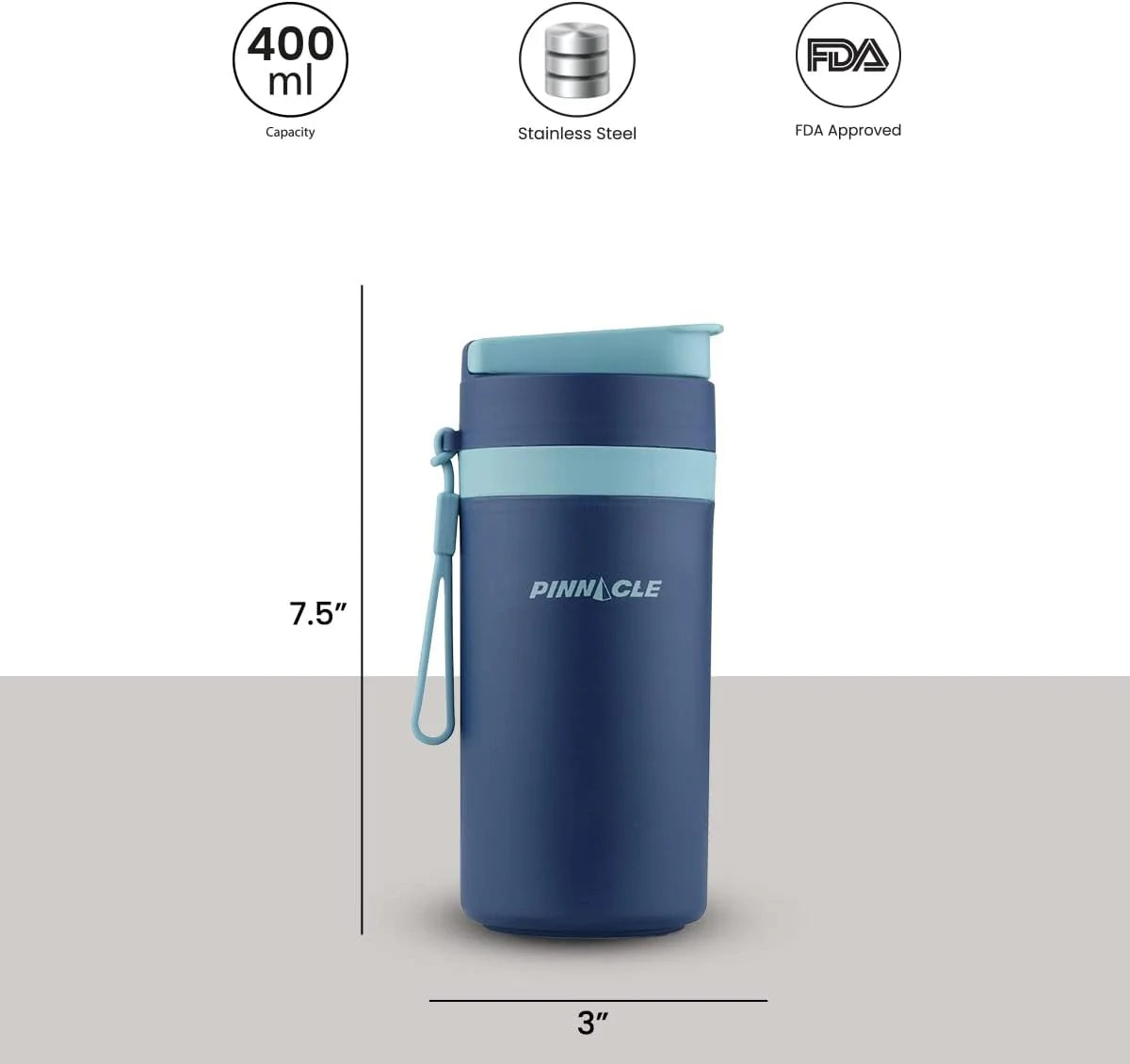 13.5 Oz Insulated Stainless Steel Water Bottle with Carrying Strap & Leakproof Lid 2-Pack - Matte Thermo Bottle for Kids & Adults Barn Red & Midnight Blue