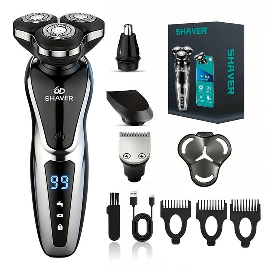 Men's Electric Razor Gift, USB Rechargeable Shaver with Nose Trimmer