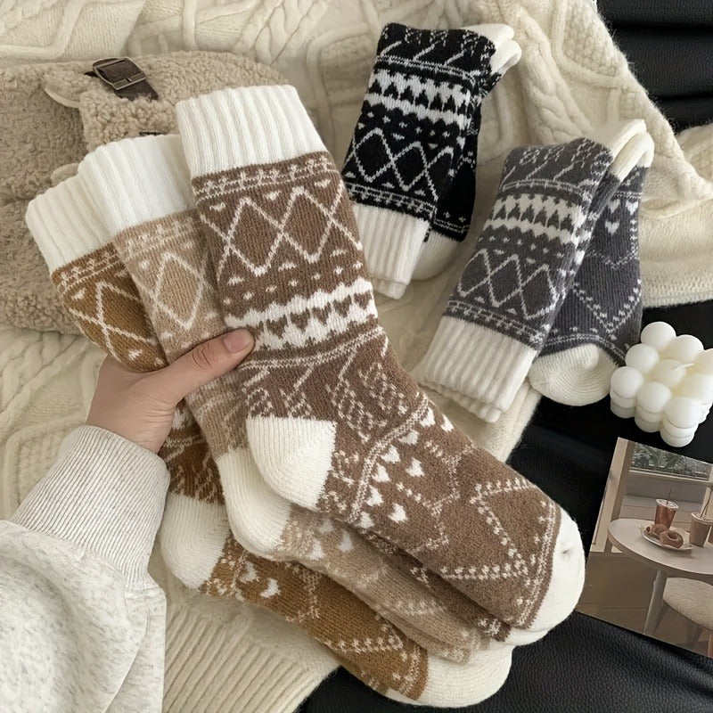 Women's 5-Pack Thermal Winter Socks, Mid-Calf and Fluffy