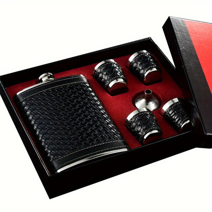 Black Stainless Steel Hip Flask Gift Set with Pen