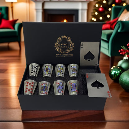Stainless Steel Cup Gift Set, 8 Cups and 2 Bottle Openers in Box