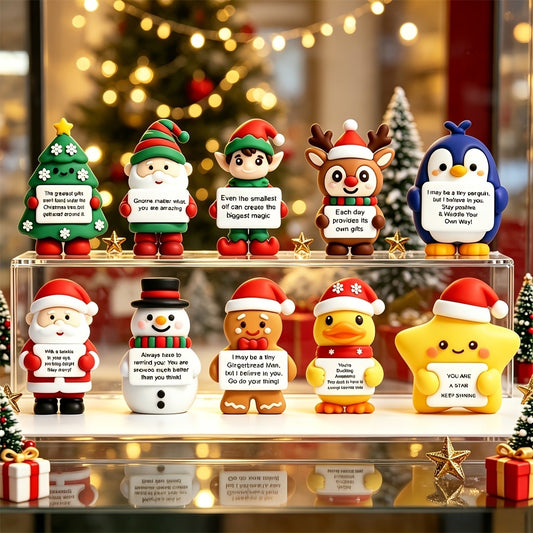 Set of 10 Christmas Silicone Figurines with Message Cards