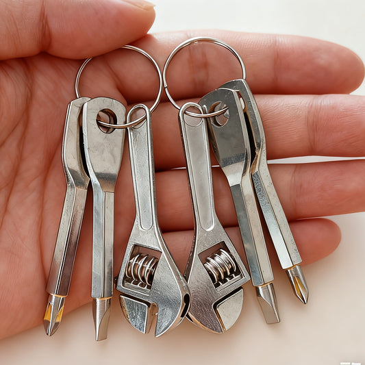 6-Piece Mini Metal Keychain Tool Set with Wrench and Screwdriver