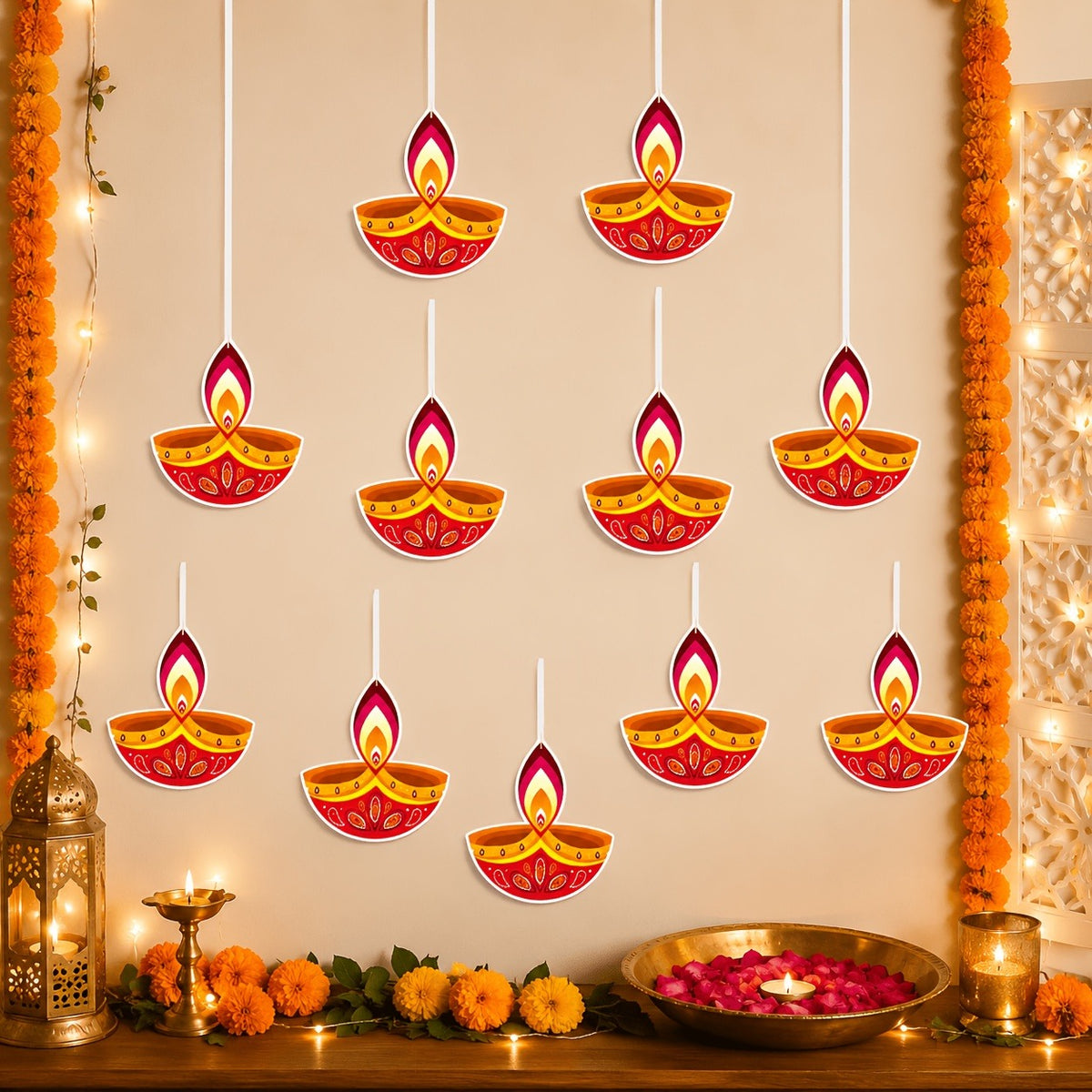 10-Piece Paper Hanging Festival Ornament Set