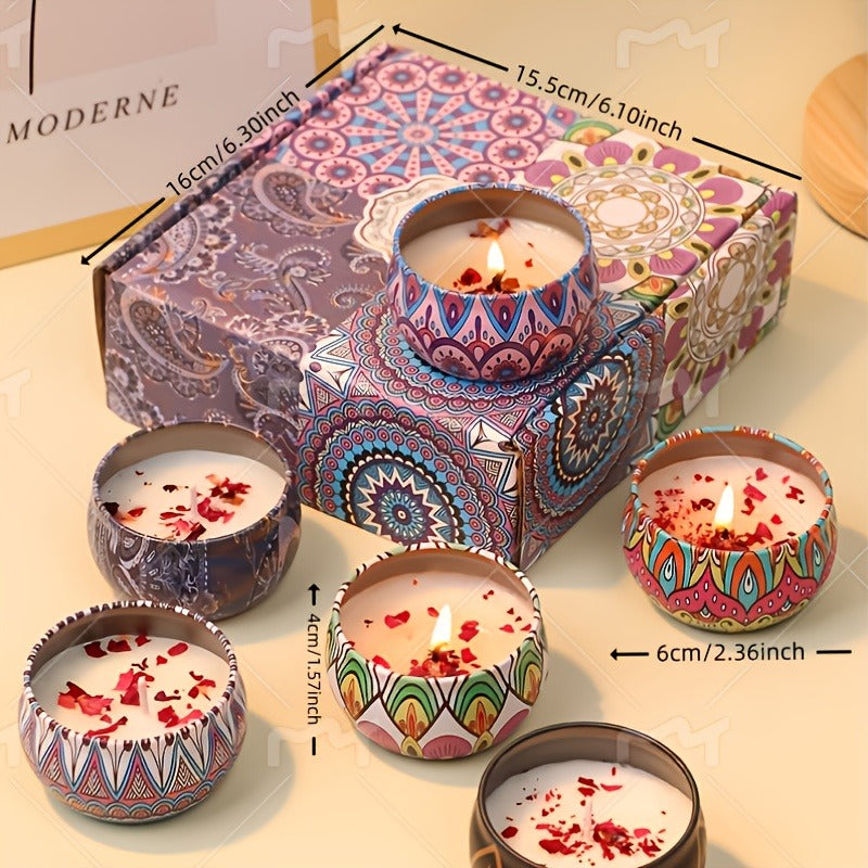 Scented Candle Gift Box, 4 Soy Wax Candles with Dried Flowers