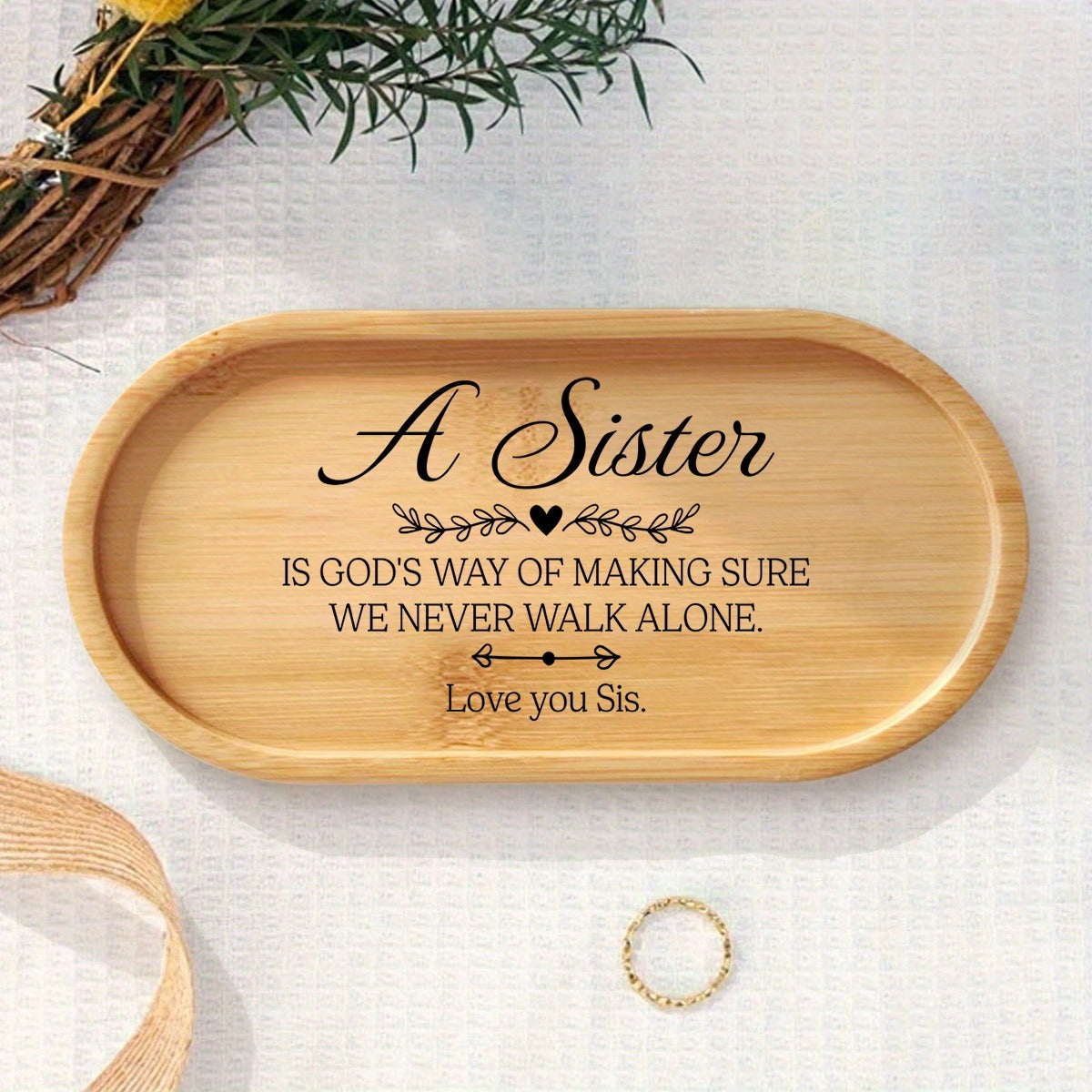 Oval Bamboo Jewelry Tray, Country-Style Desktop Organizer