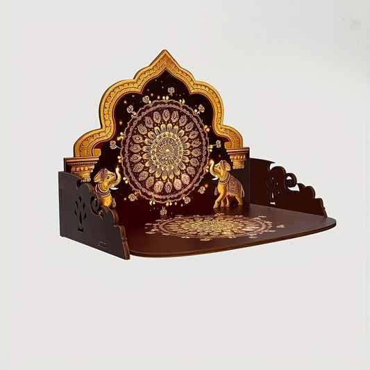 Wooden Elephant Design Wall Shelf, Wall Hanging