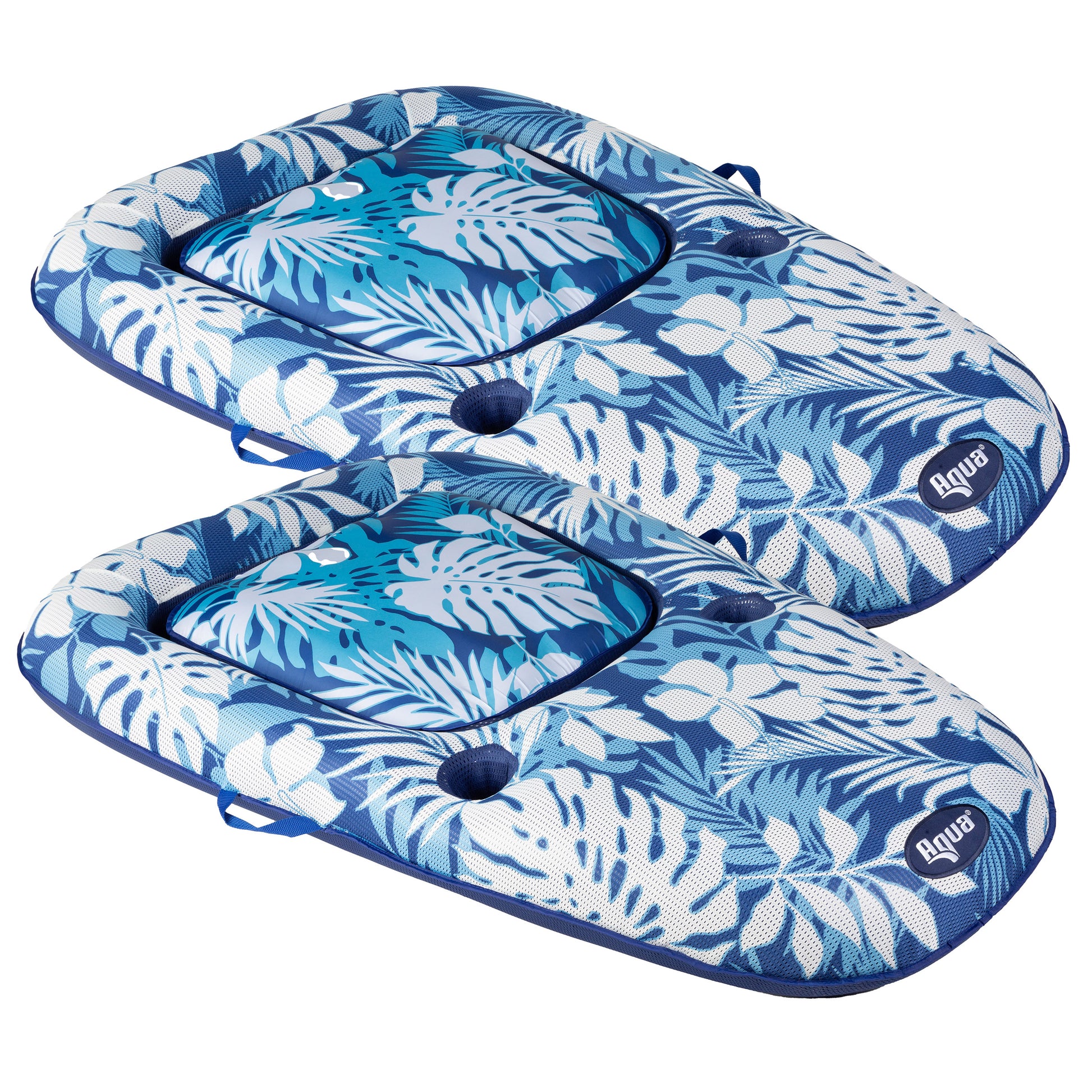 Aqua Luxury Pool Lounger 2-Pack - Premium Inflatable Floating Chair with Headrest for Adults