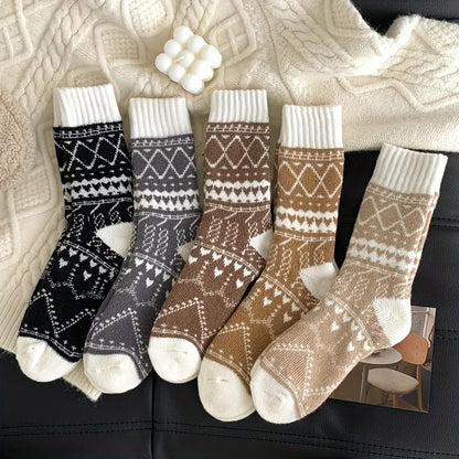 Women's 5-Pack Thermal Winter Socks, Mid-Calf and Fluffy