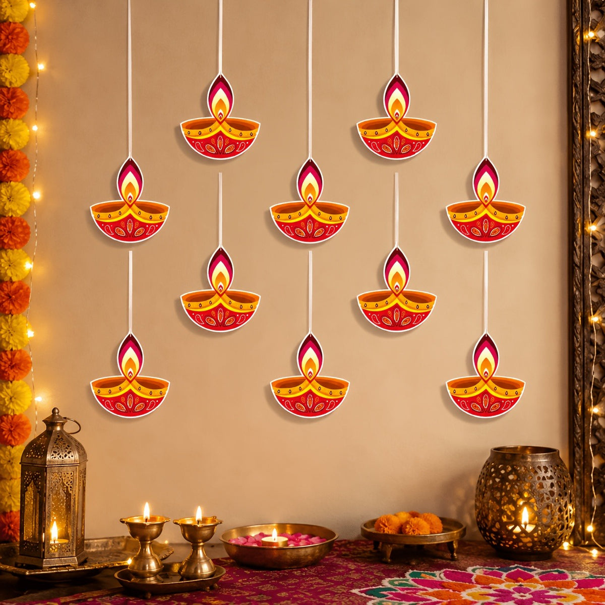 10-Piece Paper Hanging Festival Ornament Set