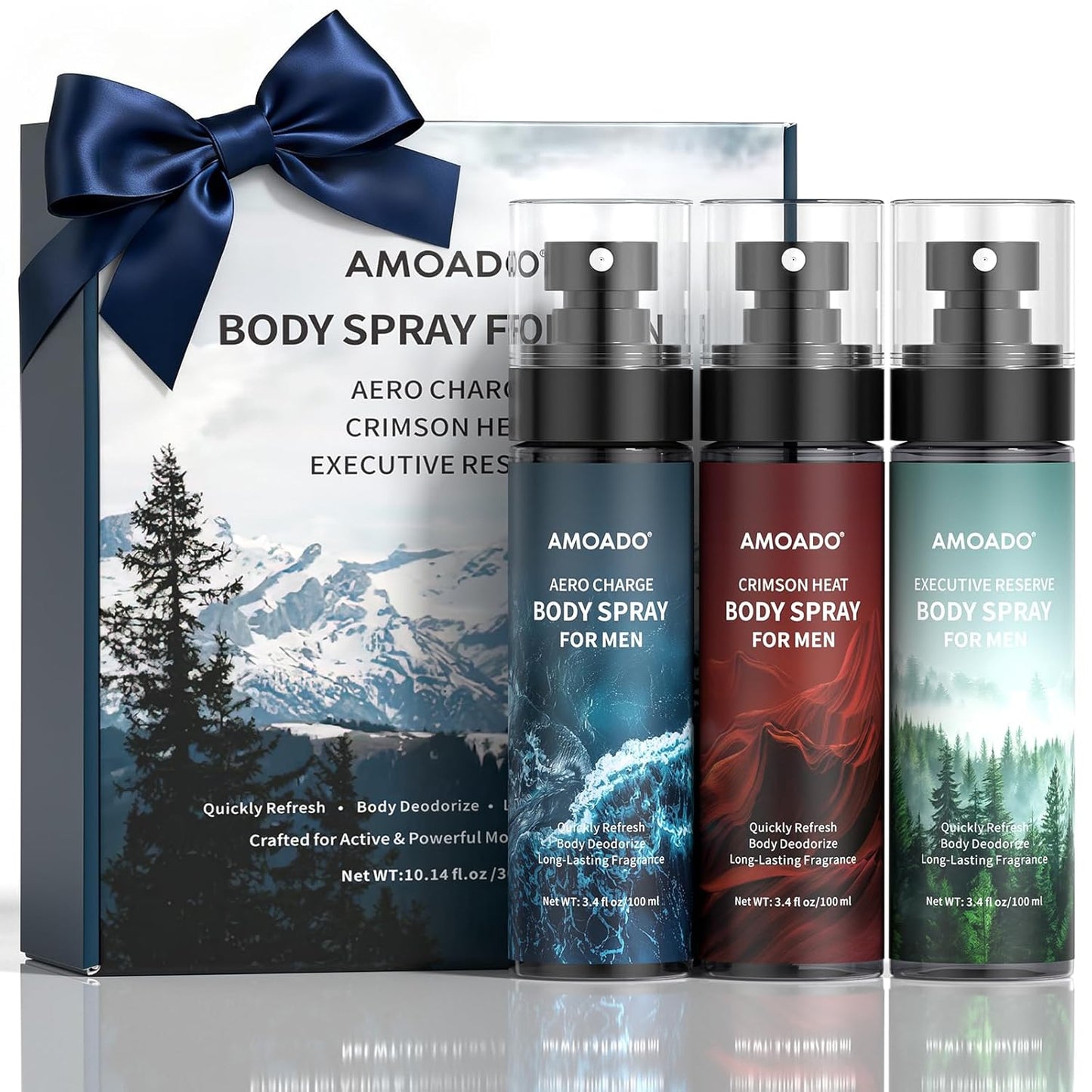 Men’S Body Spray Set – Body Spray for Men,Deodorizing Body Mist Refreshing Spray, Aluminum-Free Cologne for Him, Oriental & Woody Scents,Each 3.4 Fl Oz