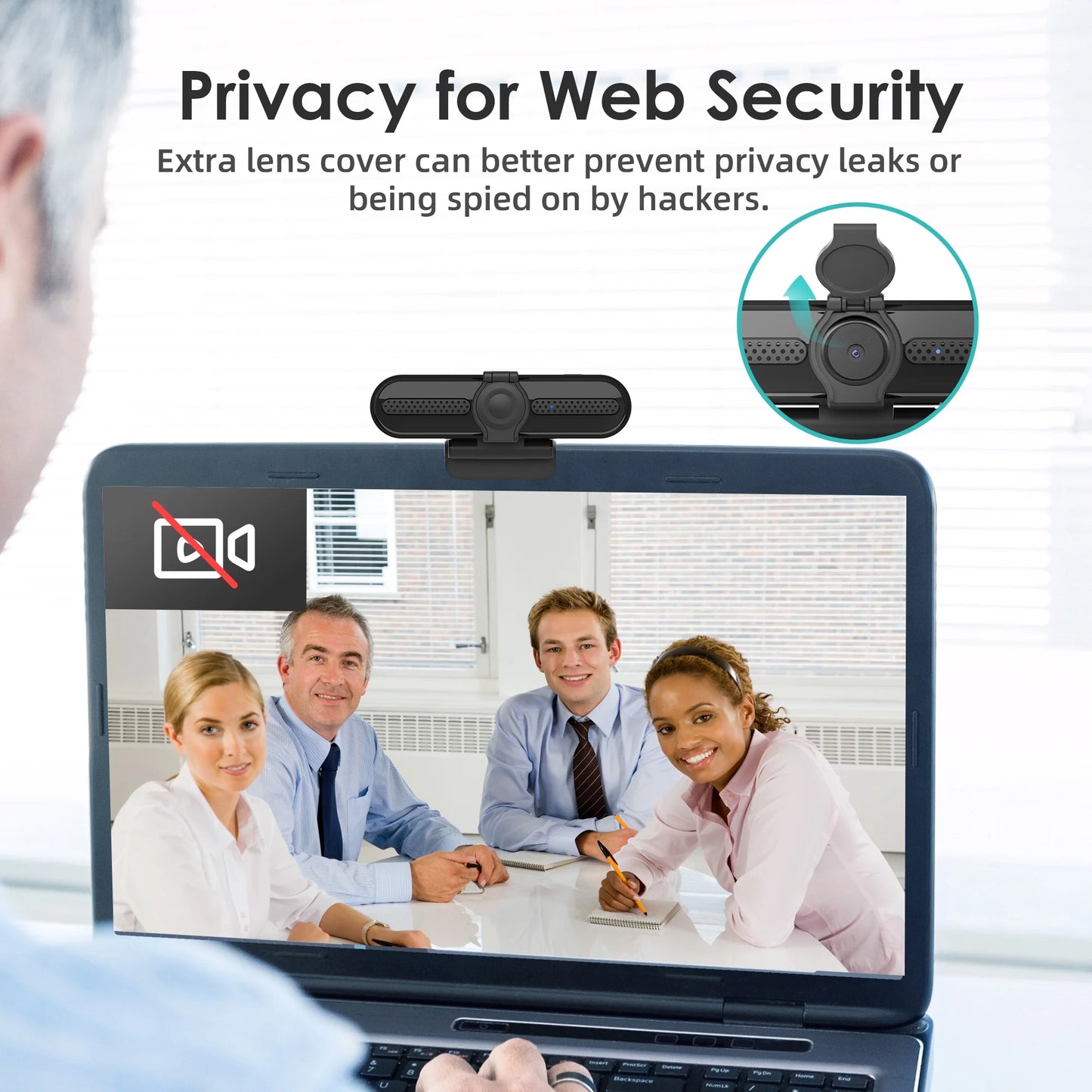 2K/1080P Webcam with 2 Microphones for PC Laptop Conference Streaming Gaming Autofocus USB Web Cam