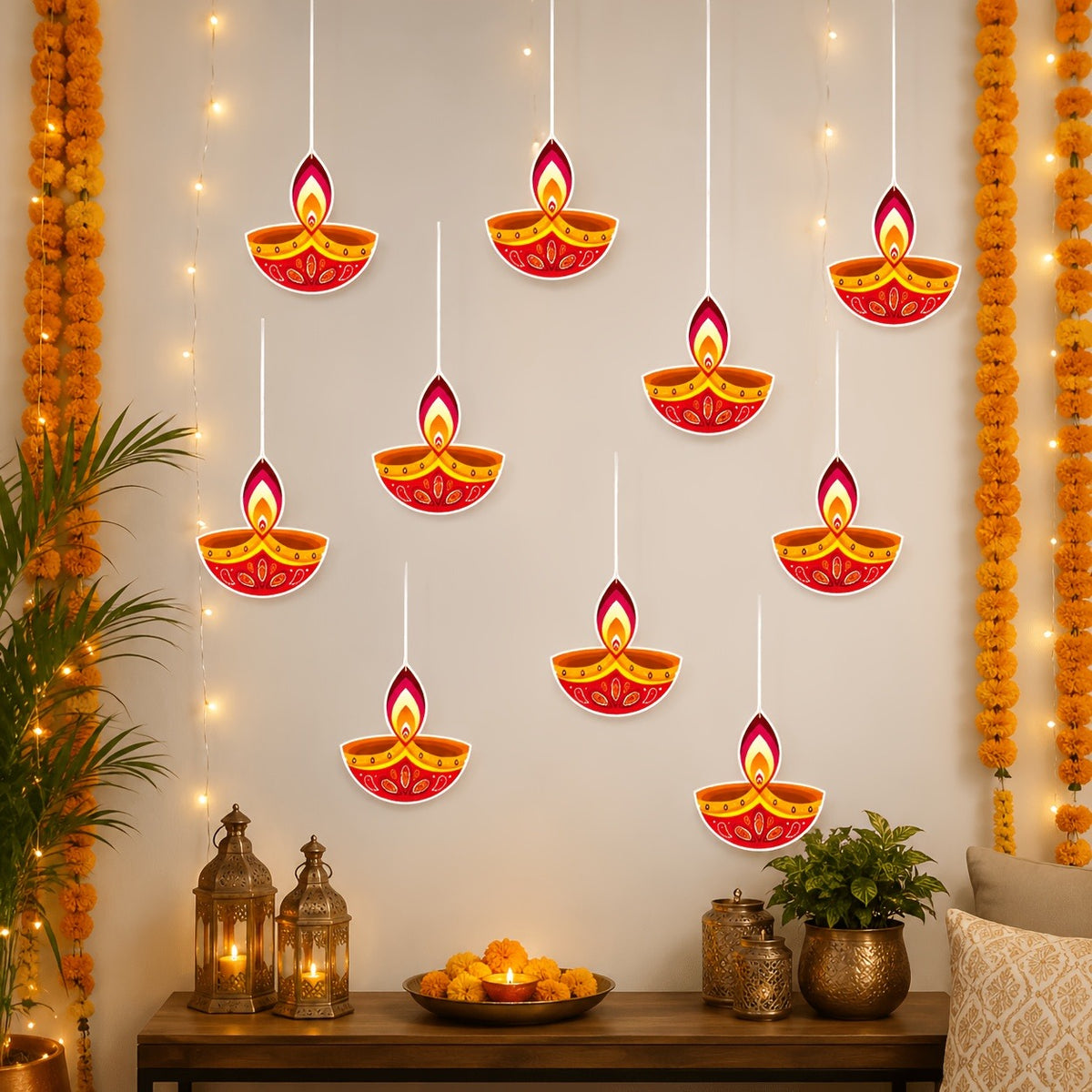 10-Piece Paper Hanging Festival Ornament Set