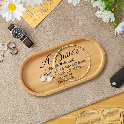 Oval Bamboo Jewelry Tray, Country-Style Desktop Organizer
