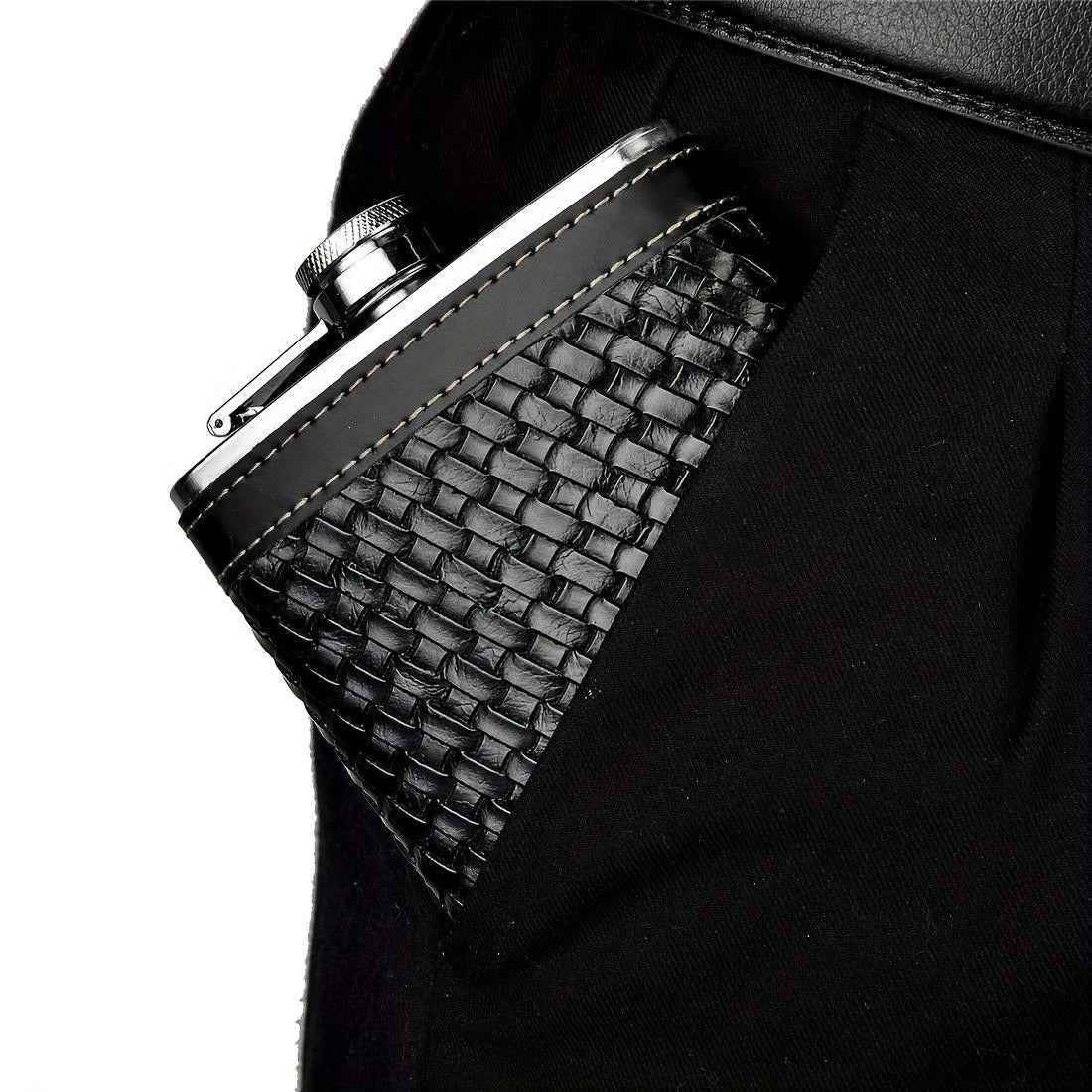 Black Stainless Steel Hip Flask Gift Set with Pen